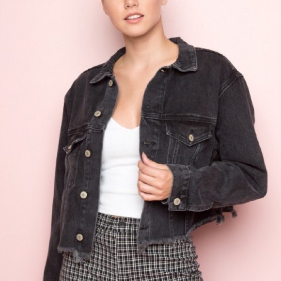 Brandy Melville Distressed Black Denim Jacket - Picture 3 of 3